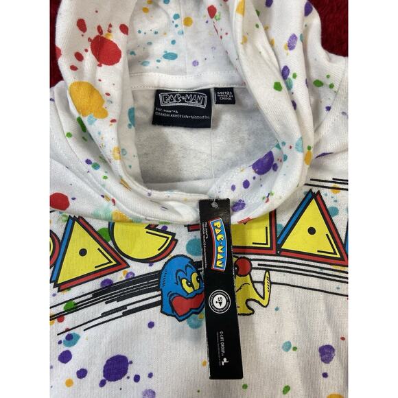 Pacman Arcade Game High Scorer Hoodie Rainbow Dots Sweatshirt M(12) Juniors Tag - Picture 2 of 8